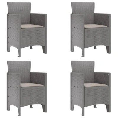 Image of vidaXL Garden Chairs with Cushions 4 pcs Light Grey Poly Rattan