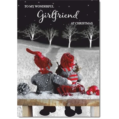 Image of doodlecards Girlfriend Christmas Card Couple at Night Large A4 Size for with Plain Envelope