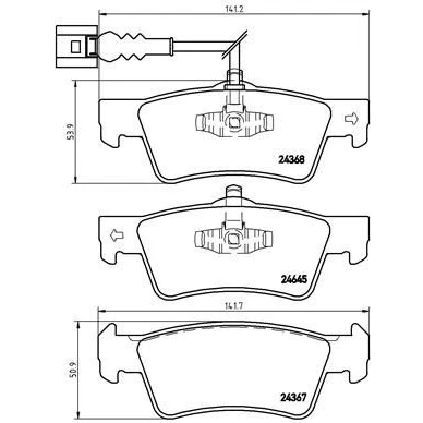 Image of 2478915, KTLJ9C2M008ANB, LJ9Z2200A Brake pad set BREMBO P 24 257E with acoustic wear warning anti squeak plate without accessories