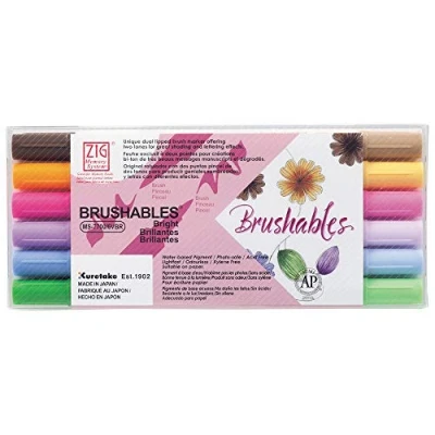 Image of Kuretake ZIG Juego de pinceles punta doble (dos tonos), color Bright