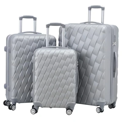 Image of CMY Suitcase Set Hard Shell suitcases Lightweight 3 Digit Combination Lock 4 Dual Spinner Wheels Pcs &amp; Travel Bags Luggage Sets with Telescopic Handle (Silver, Piece Set)