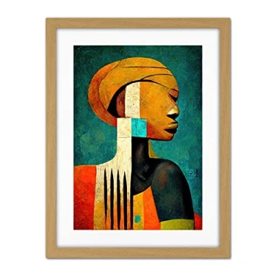 Image of Doppelganger33 LTD Modern African Abstract Gold &amp; Bold Artwork Framed Wall Art Print 18X24 Inch
