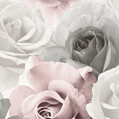 Image of Muriva Rhoda Rose Pink Wallpaper 203501 Feature Wall 3D Effect Large Floral