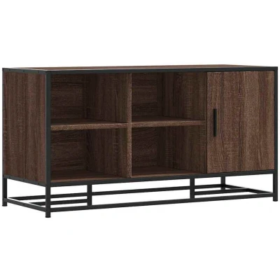 Image of vidaXL Shoe Bench Brown Oak 100x40x53.5 cm Engineered Wood and Metal