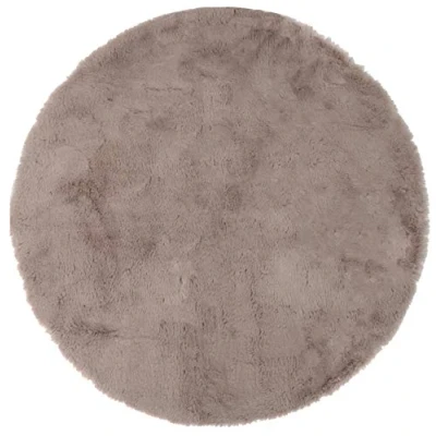 Image of Brandsseller Faux Fur Rug Round Diameter 90 cm Lambskin Look Decorative Cuddly Taupe