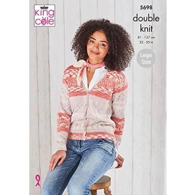 Image of King Cole 5698 Knitting Pattern Womens V Neck Cardigan Waistcoat in Fjord DK