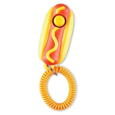 Image of Brightkins Smarty Pooch Training Clicker: Hot Dog, Clicker for Dogs with Flexible Wrist Strap, Dog and Behaviour Solutions, 1 Piece