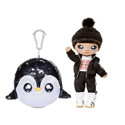 Image of Na Surprise 2 in 1 Fashion Doll And Sparkly Pom Purse, ANDRE AVALANCHE. Boy With Luxury Outfits Accessories. Sparkle Series. Collectable for Girls Boys Age 5+