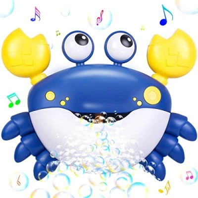 Image of Jiosdo Baby Bath Bubble Toys, Automatic Crab Maker Toys Kids Machine with 12 Music, Fun Toy for Bathtub Toddler Shower (Blue)