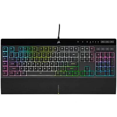 Image of Corsair K55 RGB PRO XT Wired Membrane Keyboard IP42 Dust and Splash Proof 6 Macro Keys with Elgato Integration iCUE Compatible QWERTZ DE PC, Mac, Xbox Black