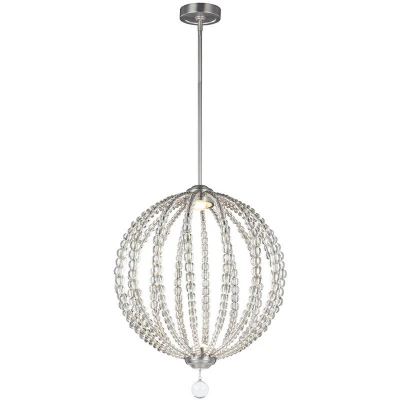 Image of Oberlin LED 2 Light Medium Spherical Ceiling Pendant Satin Nickel