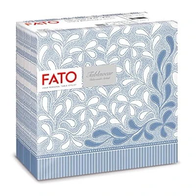 Image of Fato Dry Paper Napkins, Airlaid, Fabric Effect, Pack of 50 Size 40x40 Folded in 4, Botanic Blue Provence Decor