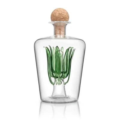 Image of Final Touch Agave Tequila Decanter With All natural Portuguese Cork Stopper Holds 850 ml Of Liquor Spirits