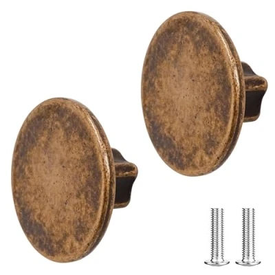 Image of Decoranddecor Vesta 40mm Round Kitchen Cabinet Furniture Knob Zinc Alloy (2 Pack, Antique Copper)
