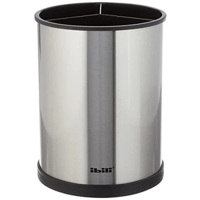 Image of Ibili &quot;Prisma Stainless Steel/Plastic Rotating Utensil Holder, Silver/Black, 14 x 18 cm