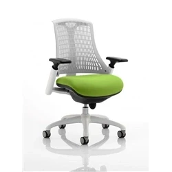 Image of Flex Task Operator Chair White Frame Back Bespoke Colour Seat Myrrh Green