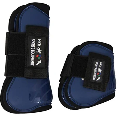Image of HKM 8566 Dark Blue/Black Thoroughbred Lined Jumping Boots and Fetlock Caps