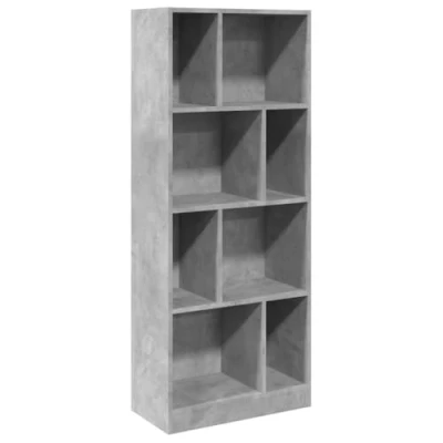 Image of vidaXL Bookcase Bookshelf Rack Engineered Wood, Concrete Grey, 57x28.5x141 cm 8 Compartments for Living Room, Office, or Bedroom