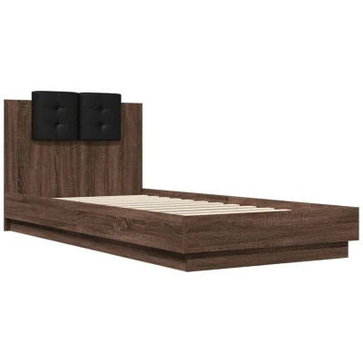 Image of vidaXL Bed Frame with LED without Mattress Brown Oak 90x200 cm