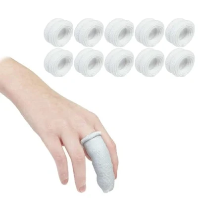 Image of Finger Bandage SENRISE Tubular, First Aid Tubular Bobs Cots Buddies Blue/White Dressings, for Sprains &amp; Swelling (10PCS, White)