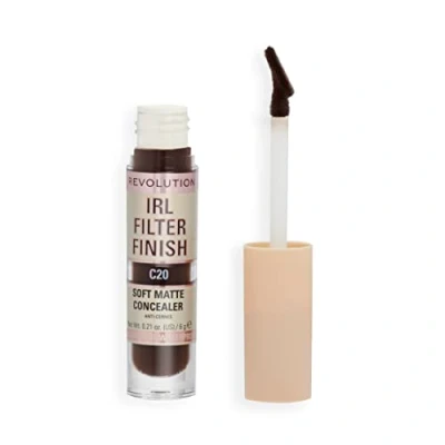 Image of Makeup Revolution IRL Filter Finish Concealer, Medium to Full Coverage, Matte Finish, C20, Deep Skin Tones, 6g