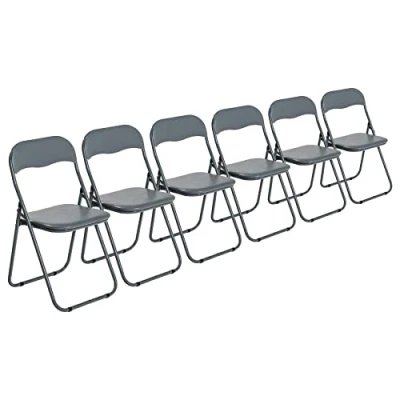 Image of 6x All Grey Padded Folding Chairs By Harbour Housewares