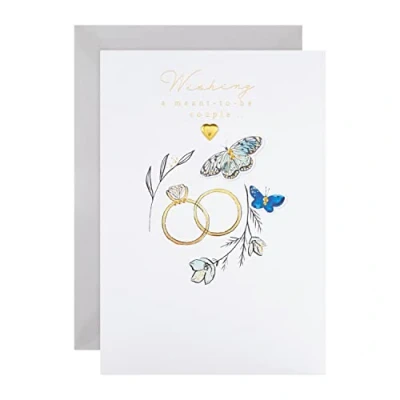 Image of Hallmark Wedding Card for Couple Traditional Gold Rings Design