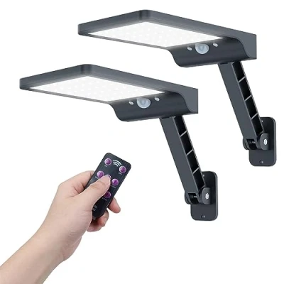 Image of COLBOR Outdoor Solar Lights, Security Lights with Motion Sensor/Remote Control IP65 Waterproof 3 Modes Powered for Garden Fence 2PCS, Wall LED