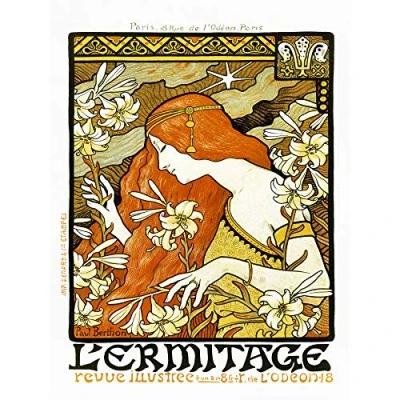 Image of Wee Blue Coo Berthon L&#039;Ermitage Paris Art Nouveau Large Wall Poster Print Thick Paper 18X24 Inch
