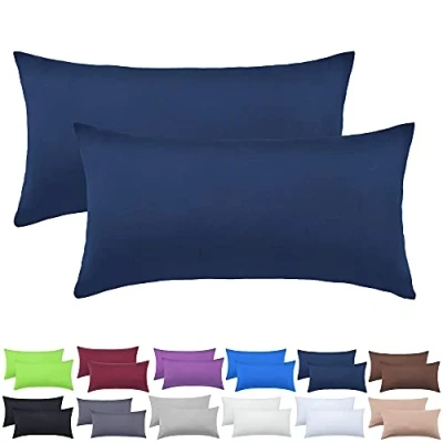 Image of NatureMark 2 Pack Jersey Cushion Covers Pillow Cases / for Body Pillows Neck Cushions Assorted Sizes and Colours öko Tex, 100% Cotton, navy blue, 40 x 80 cm