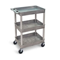 Image of Super Strength Multi Purpose Trolley; 3 Trays; Swivel Castors; Grey