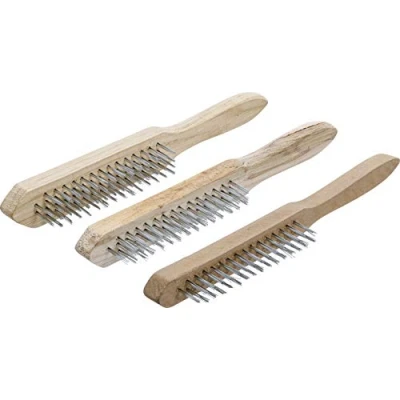 Image of BGS Diy 85815 Steel Wire Brush Set wooden handle 2, 3, 4 rows 3 pcs.
