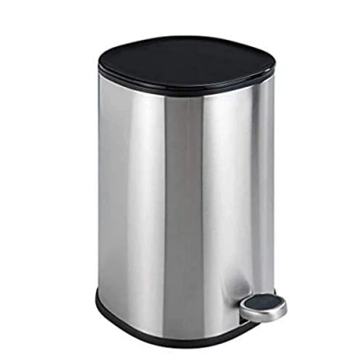 Image of WENKO Nant Cosmetic Pedal, 5 litres, Bathroom Soft Close Mechanism, Small Waste Bin, Rustproof Stainless Steel, 27.3 x 30 20.5 cm, Silver matt, cm