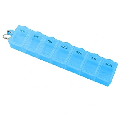 Image of Blue 7 Days Weekly Pill Box Organiser Tablets Medicine Storage Container Dividers
