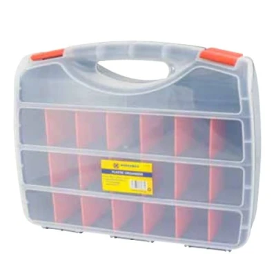 Image of NEW TOOL BOX BITS STORAGE ORGANISER 21 COMPARTMENTS CASE SCREWS DIY ASSORTED HARDWARE WORK TOOLS ADJUSTABLE DIVIDERS CARRY HANDLE