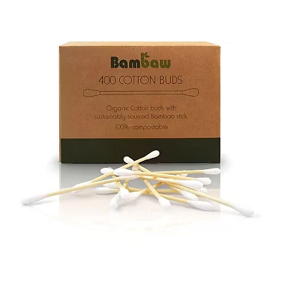Image of 400 Bamboo Cotton Buds Q Tips Ear Sticks Swab Wooden Bud Eco Friendly Biodegradable Earbuds Bambaw