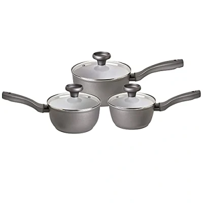 Image of Prestige Earth Pan Ceramic Non Stick Saucepan Set 16/18/20cm Saucepans, Toxic Cookware, Dishwasher Safe, Made in Italy