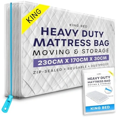 Image of volila Mattress Storage Bag with Zipper Waterproof Cover for Moving to Protect Beds from Stains, Dust, and Pest Damage Plastic (1 Pack King)