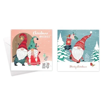 Image of Tallon Pack of 10 Assorted Christmas Cards Gonk Theme, 2 Designs, Eco Friendly Packaging 100% Recyclable, 14cm x