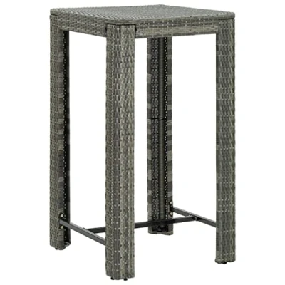 Image of vidaXL Garden Bar Table Poly Rattan Grey Modern Indoor and Outdoor Use Durable Easy to Clean Lightweight 60.5x60.5x110.5cm