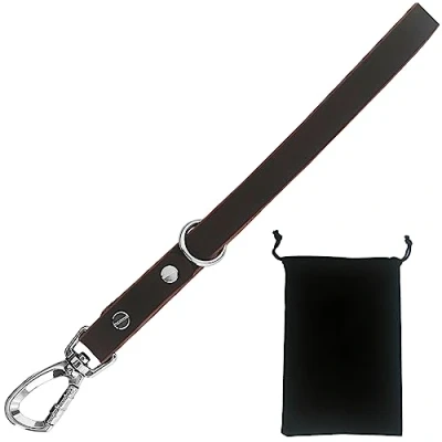 Image of Dog leash leather Lead Short Rope 12 inch +2 360 Clip Heavy Duty Metal Soft Strong Light for Medium and Large Dogs Pet Training Walking