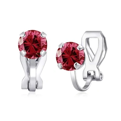 Image of Philip Jones July (Ruby) Birthstone Clip On Earrings Created with Zircondia® Crystals