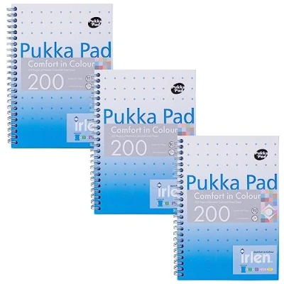 Image of Pukka Pad, Irlen Jotta Pad A5 Notebook 3 Pack Wire Bound Notepad 200 Pages of 80GSM Coloured FSC Certified Lined Paper Designed for Visual Perception Difficulties 21 x 14.8cm, Turquoise