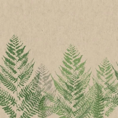 Image of 25 Sustainable Napkins Made from Recycled Paper Flowers Natural Leaves of Fern as Table Decoration with Motif Ecologically 33 x cm