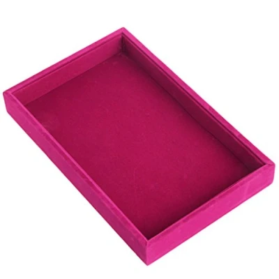 Image of Mentin Velvet Jewellery Tray, Box Display 22.5 x 14.5 3 cm (Hot Pink)