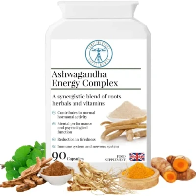 Image of Complementary Supplements Ashwagandha Energy Complex Traditional Herbal Adaptogen Blend Adrenal Support Formula Brahmi Gotu Kola, Maca Root, + Vitamin B 90 Capsules
