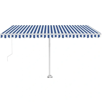 Image of vidaXL Freestanding Manual Retractable Awning 400x350 cm Blue/White
