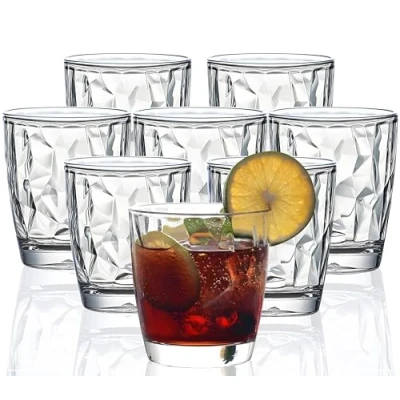 Image of VEILEDGEM [Look Like Glass] 300ml 8 Piece Premium Unbreakable Drinking Glasses Plastic Tumblers Dishwasher Safe BPA Free Small Acrylic Juice for Kids Water (Clear)