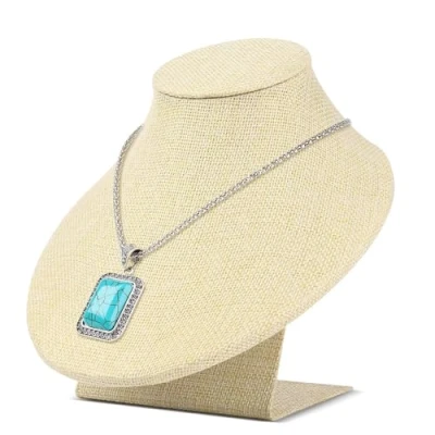 Image of Flexzion Necklace Bust Display Stand 7 Inch 3D Mannequin Beige Linen Holder for Home, Boutique &amp; Trade Shows Jewelry Selling Necklace, Pendants, Chokers, Lockets