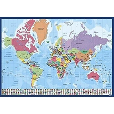 Image of Grupo Erik Mapa Do Mundo in Portugal Desk Mat Decor 13.5 x 19.5 inches 34.5 49.5 cm Pad Protector Cute Stationery Back to School Supplies World Map for Kids
